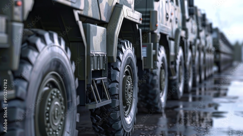 Fototapeta premium Military Vehicles Lined Up
