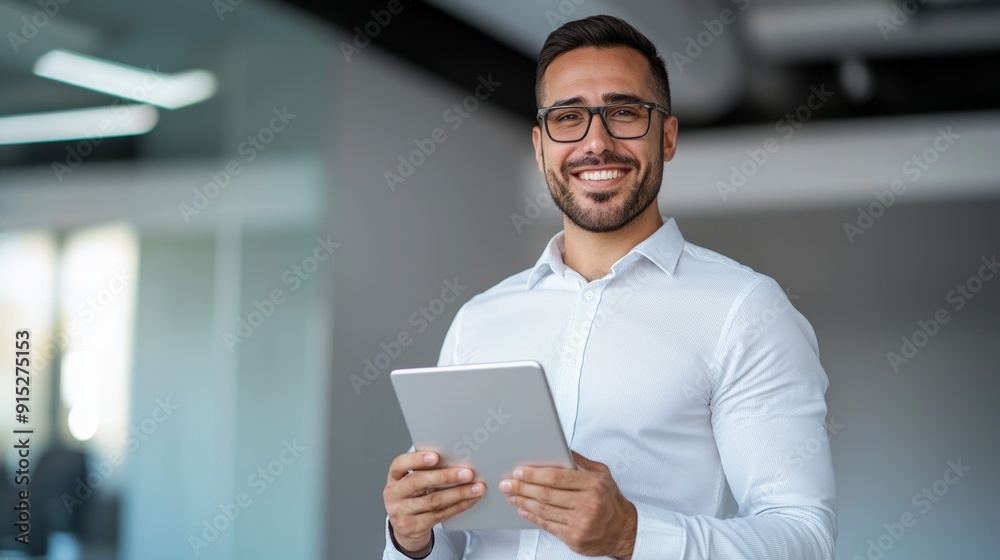 a man in glasses holding a tablet a man in glasses holding a tablet