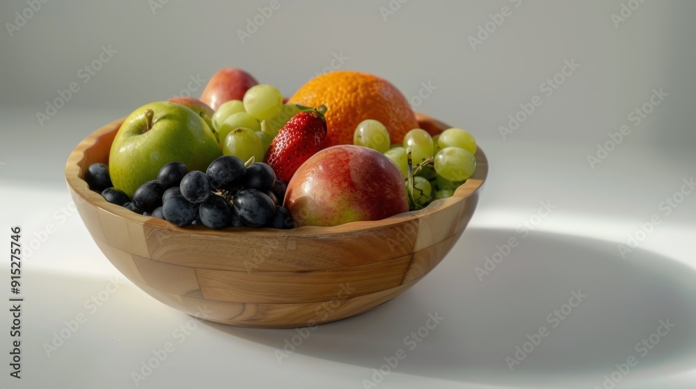 Photography a wooden bowl filled with fresh fruit Photography a wooden bowl filled with fresh fruit