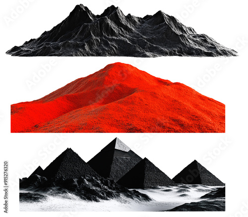 Set of mountain landscape. Ideal for collage kit.