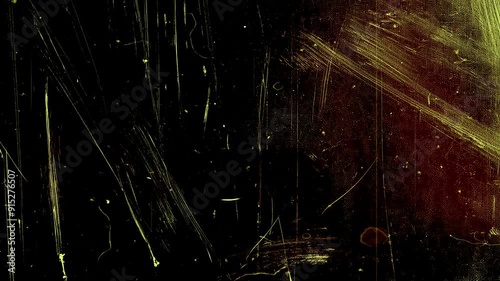 Vintage looping film strip background. 4K reel clutter old tv grain noise frame. Videotape texture overlay with scratches and dirt stains. Lens flare light leaks effect	