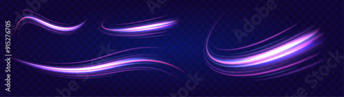 Particle motion light effect. Abstract fire flare trace lens flares. Vector image of colorful light trails with motion blur effect, long time exposure isolated on background	