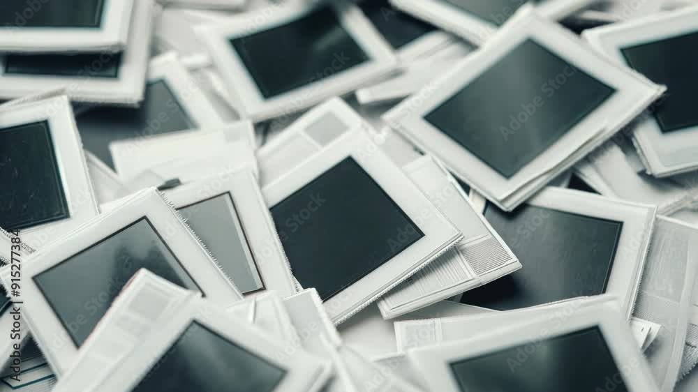 Pile of vintage photo slides in plastic frames