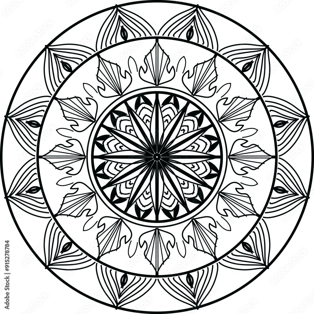 Mandala Line Illustration, Mandala Line Drawing Design, mandala design