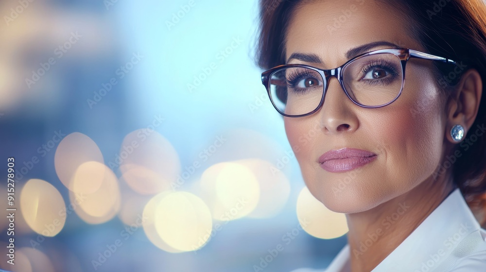 a woman wearing glasses and looking at the camera a woman wearing glasses and looking at the camera
