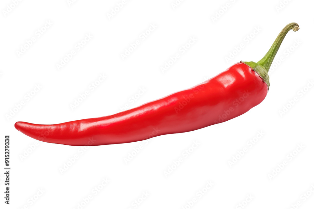 Vibrant Red Chili Pepper Curved Gracefully Against Clean White Background on Transparent PNG Background. Vibrant Red Chili Pepper Curved Gracefully Against Clean White Background on Transparent PNG Background.