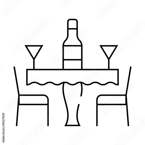 romantic evening restaurant line icon vector. romantic evening restaurant sign. isolated contour symbol black illustration