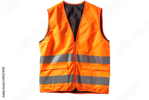 Bright Orange Safety Vest Hanging in Natural Light Inviting the Spirit of Workplace Safety and Preparedness on Transparent PNG Background.