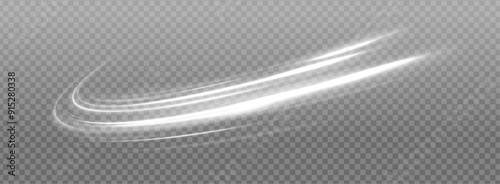 Realistic set of snow storm or wind swirls isolated on transparent background. Vector illustration of white spiral, wave, curve vortex effect. 