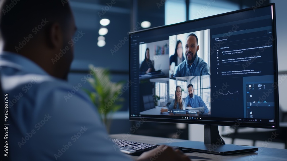 a man is sitting at a desk and looking at a computer screen a man is sitting at a desk and looking at a computer screen