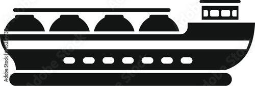 Black and white icon of a gas carrier ship transporting liquefied natural gas