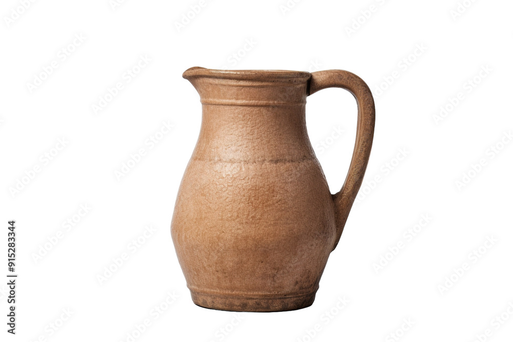 Artistic Earthenware Pitcher Captured in Natural Light on Rustic Wooden Table on Transparent PNG Background. Artistic Earthenware Pitcher Captured in Natural Light on Rustic Wooden Table on Transparent PNG Background.