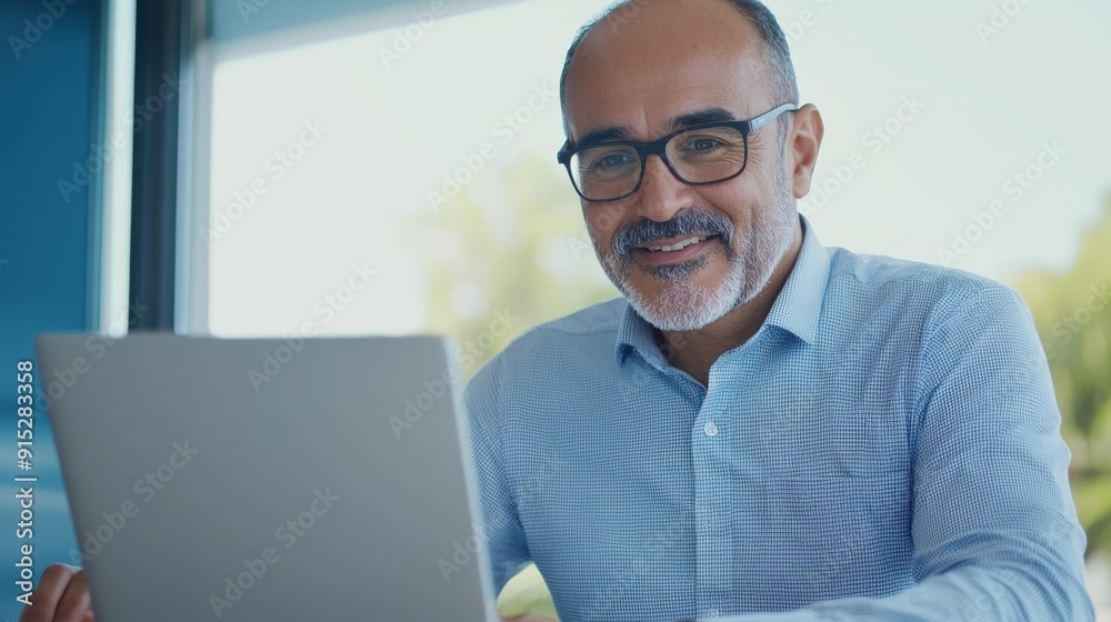 a man in glasses using a laptop a man in glasses using a laptop
