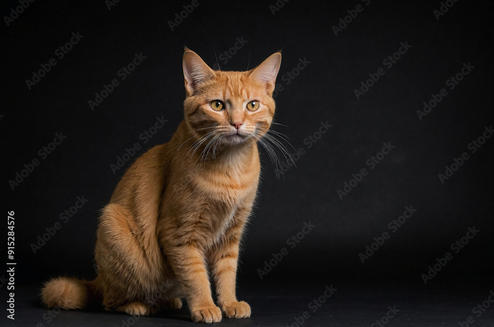 Obraz premium orange cat in the black background