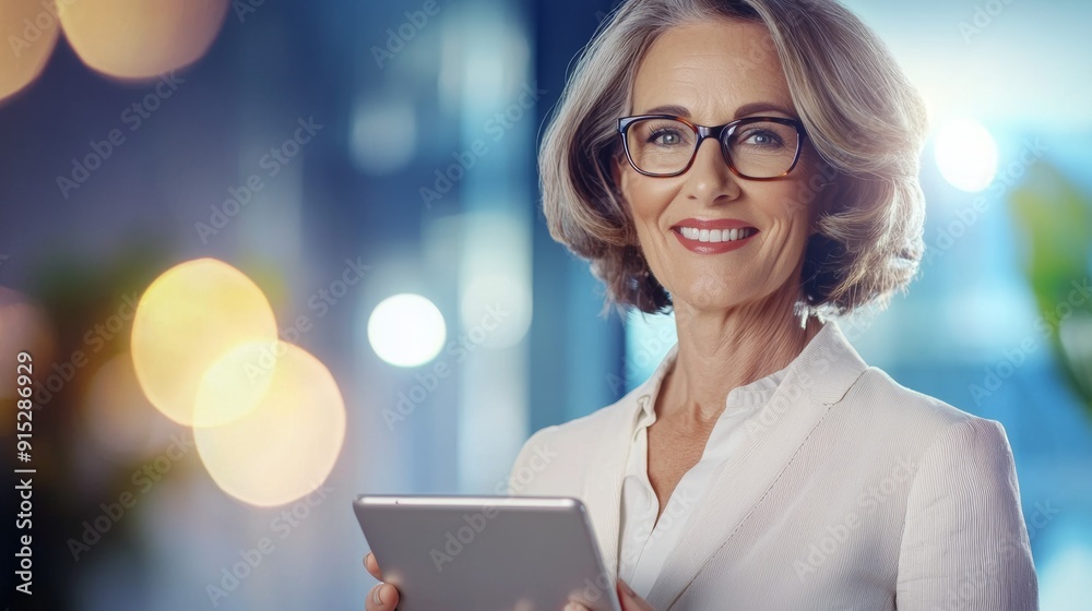 a woman in glasses holding a tablet a woman in glasses holding a tablet