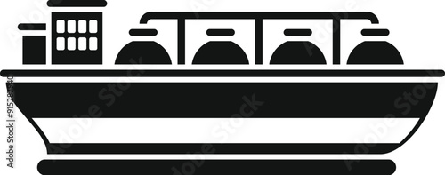 Black and white icon of a gas carrier ship transporting liquefied natural gas