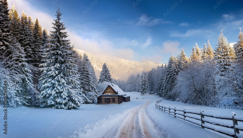 Naklejka premium Winter wonderland with snow