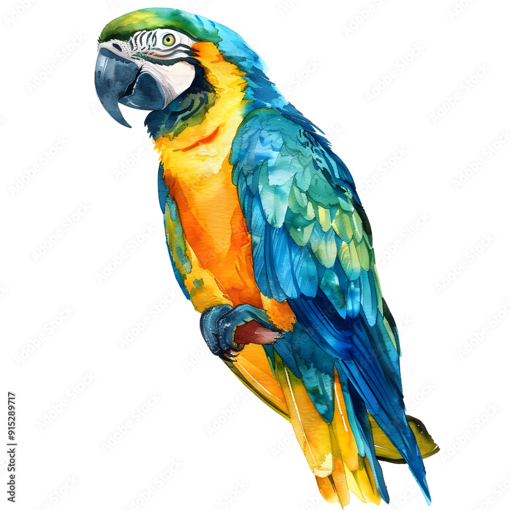 Obraz premium Beautiful parrot, watercolor illustration