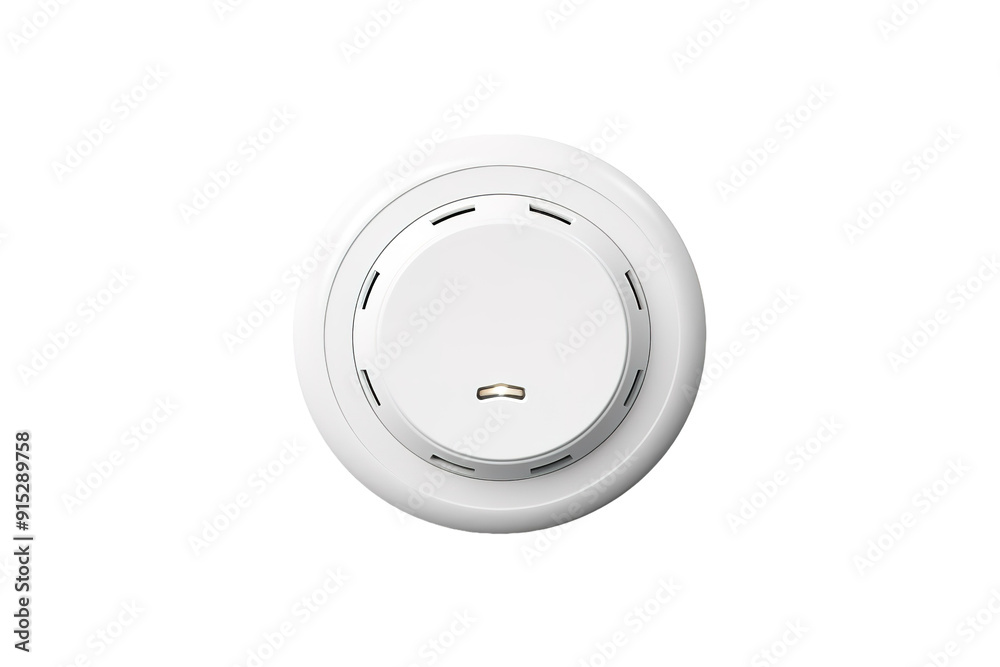 Innovative Smoke Detector Installed on Ceiling in Modern Home During Bright Afternoon on Transparent PNG Background. Innovative Smoke Detector Installed on Ceiling in Modern Home During Bright Afternoon on Transparent PNG Background.