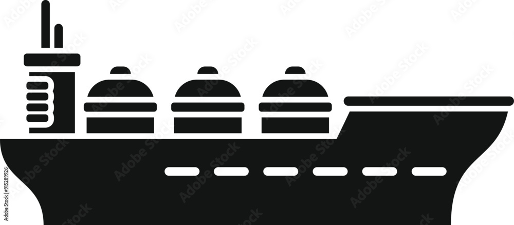 Black silhouette of a gas carrier ship transporting lng, highlighting the importance of maritime energy logistics Black silhouette of a gas carrier ship transporting lng, highlighting the importance of maritime energy logistics