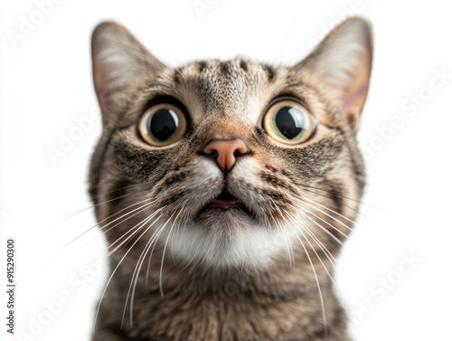 Close-up photo of a cat with an unexpected expression