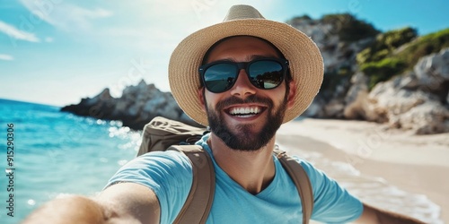 A person capturing a moment on their phone at the beach