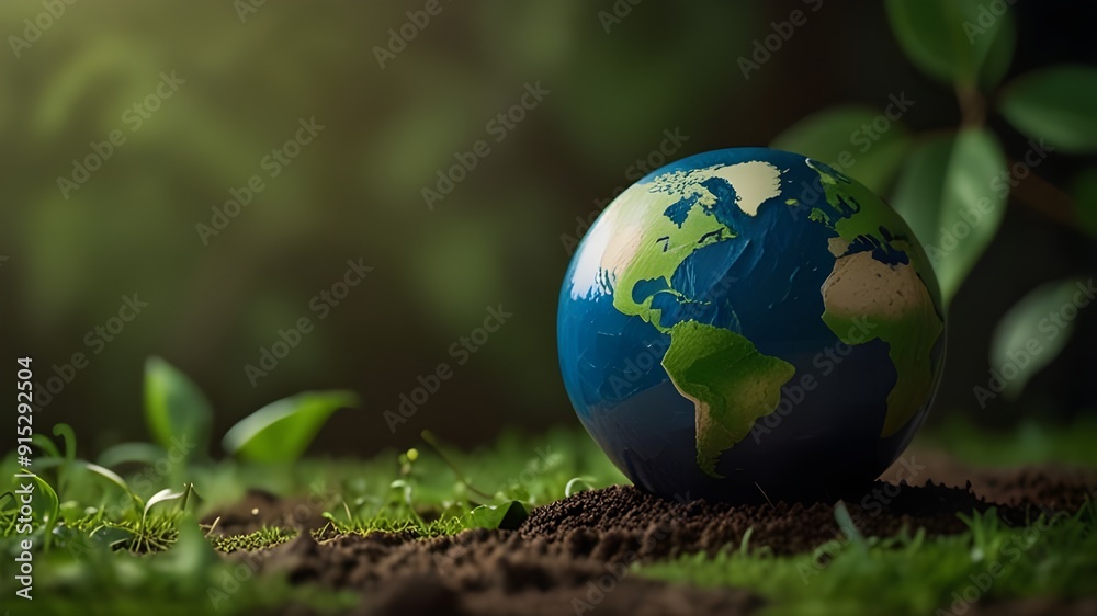 world environment and Earth day concept with green globe Generative AI world environment and Earth day concept with green globe Generative AI