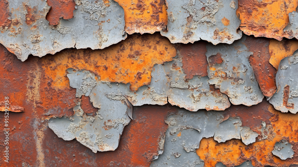 Closeup of rusty metal surface with peeling paint, showing detailed texture and layers of corrosion. Closeup of rusty metal surface with peeling paint, showing detailed texture and layers of corrosion.