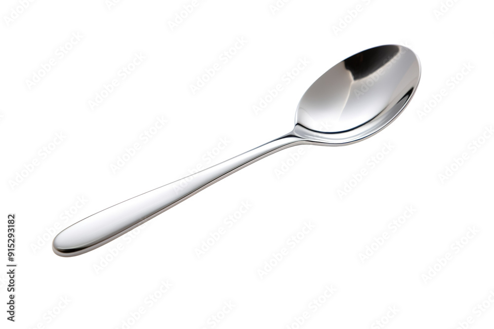 A Shiny Stainless Steel Spoon Artistically Positioned on a Neutral Background on Transparent PNG Background. A Shiny Stainless Steel Spoon Artistically Positioned on a Neutral Background on Transparent PNG Background.