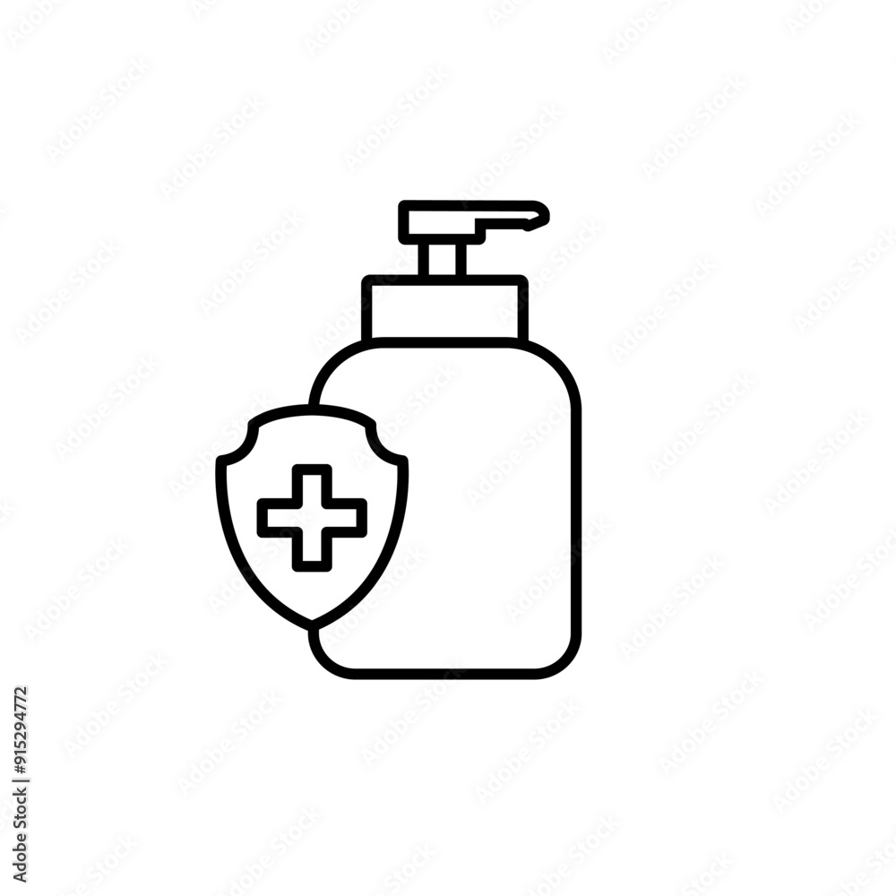 Hand sanitizer sign vector line style silhouette isolated on white background. Sanitary antiseptic icon for hygiene virus and hand care. Washing hands, anti bacterial soap gel. Hand sanitizer sign vector line style silhouette isolated on white background. Sanitary antiseptic icon for hygiene virus and hand care. Washing hands, anti bacterial soap gel.