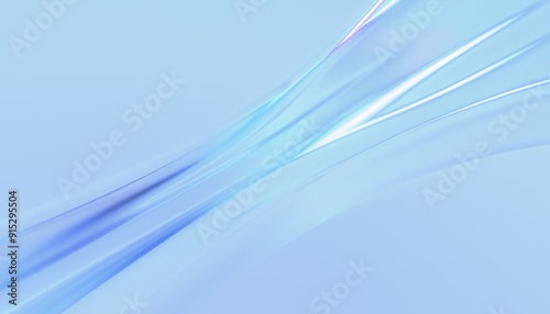An elegant abstract 3D illustration in glass morphism style of a translucent wavy shape on a light blue background, perfect for modern and futuristic design projects.