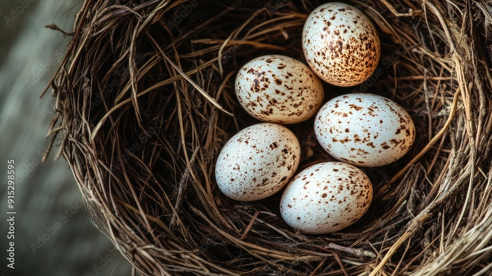 A close-up of a bird's nest with eggs, symbolizing the cycle of life in nature. A close-up of a bird's nest with eggs, symbolizing the cycle of life in nature.