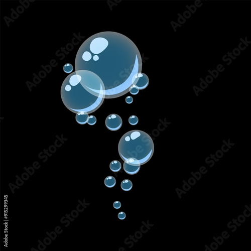 Air bubbles flat cartoon, soap foam oxygen bubbles, vector design elements isolate.