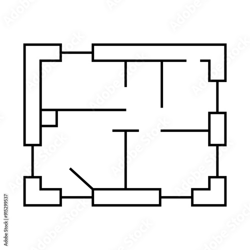 house plan line icon vector. house plan sign. isolated contour symbol black illustration