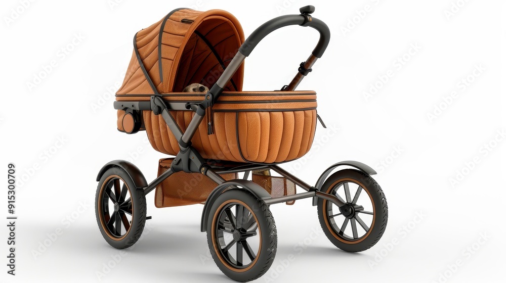 Fototapeta premium Pet stroller, 3D illustration, realistic, isolated on white background