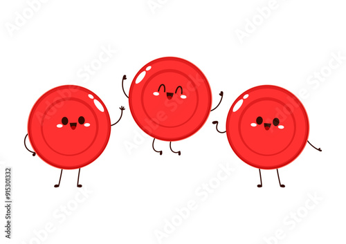 Red Blood Drop Cartoon Character. Vector Illustration Flat Design Isolated On Transparent Background. Red Blood Cell Mascot.