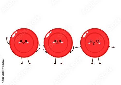 Red Blood Drop Cartoon Character. Vector Illustration Flat Design Isolated On Transparent Background. Red Blood Cell Mascot.