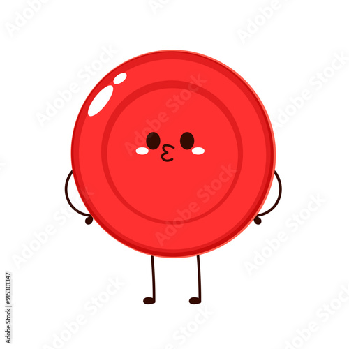 Red Blood Drop Cartoon Character. Vector Illustration Flat Design Isolated On Transparent Background. Red Blood Cell Mascot.