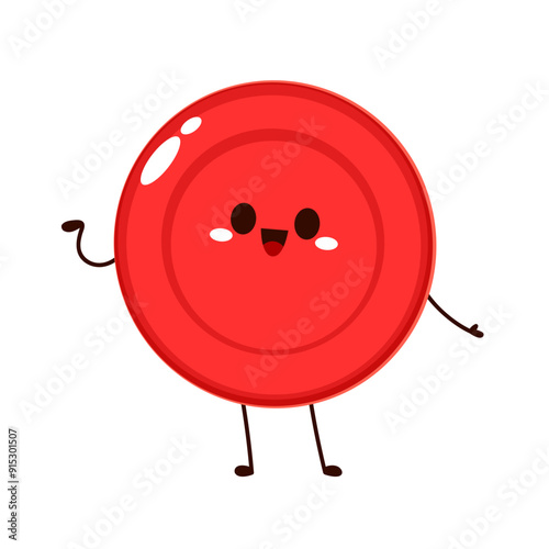 Red Blood Drop Cartoon Character. Vector Illustration Flat Design Isolated On Transparent Background. Red Blood Cell Mascot.