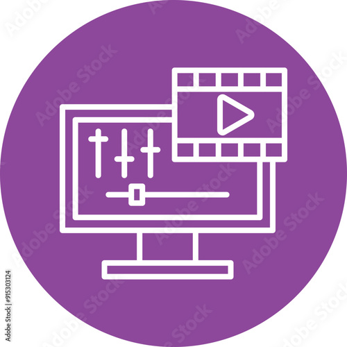 Film Editing line circle icon