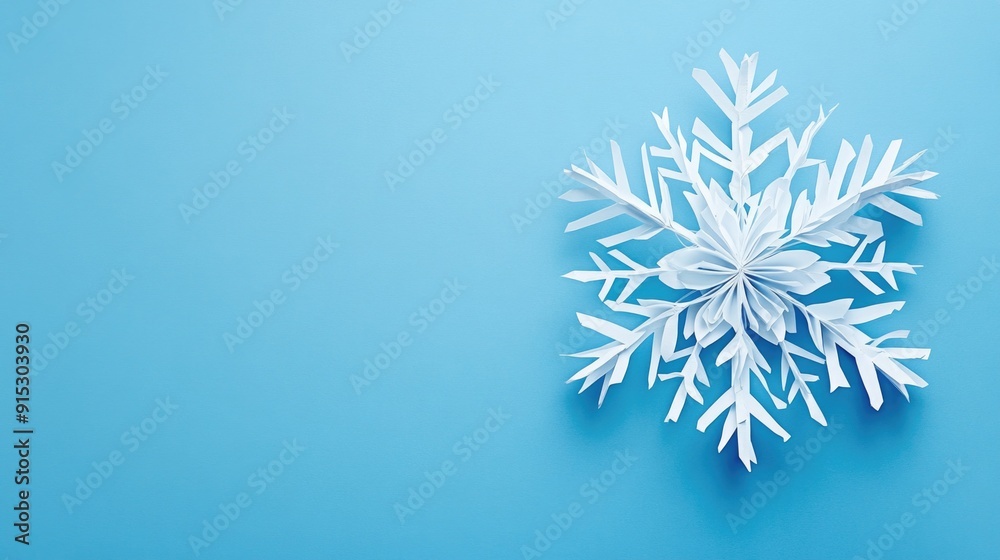 Paper Snowflake on Blue Background Paper Snowflake on Blue Background
