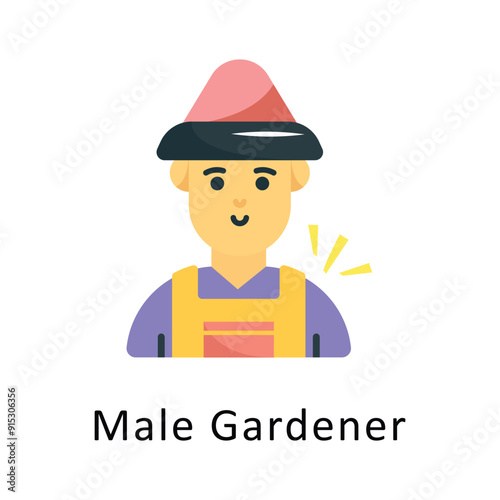 Male Gardener Vector Flat Icon Design illustration Symbol on White background EPS 10 File 