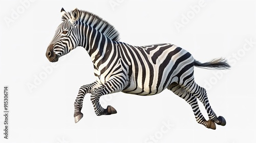 Zebra jumping in the wild. photo