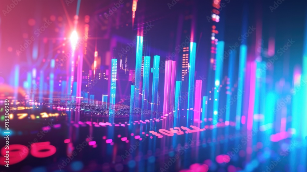 Cyberpunk Cityscape with Neon Lights and Digital Data Cyberpunk Cityscape with Neon Lights and Digital Data
