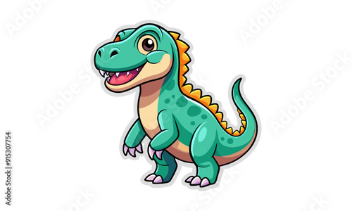 Iguanodon Dinosaur Cartoon Sticker Vector, Illustration