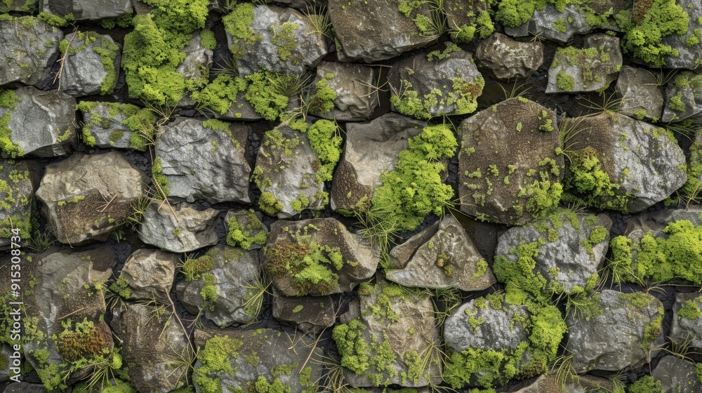 Close-up of a Stone Wall Covered in Moss Close-up of a Stone Wall Covered in Moss