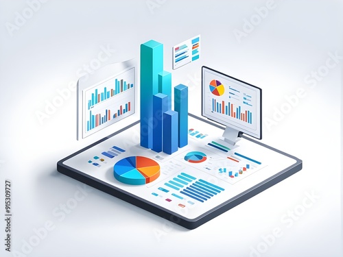 data analysis 3d icon on white background