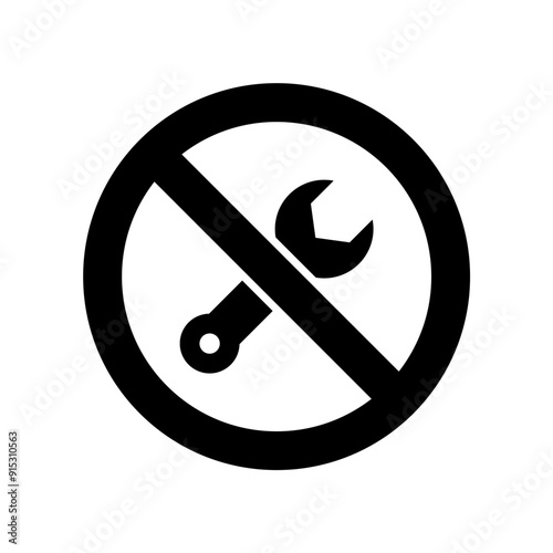 service prohibition sign key icon. vector isolated on white background, simple and modern design.