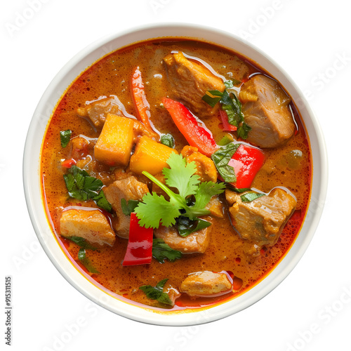 Curry, food, photograph, Studio lighting, full body, isolate on white background.