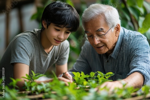 Wallpaper Mural Understanding Investment Risks: Teenager Learning with Elderly Guidance Torontodigital.ca